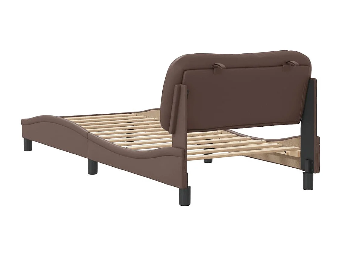 Cadre de lit avec tête de lit Marron 90x190 Similicuir