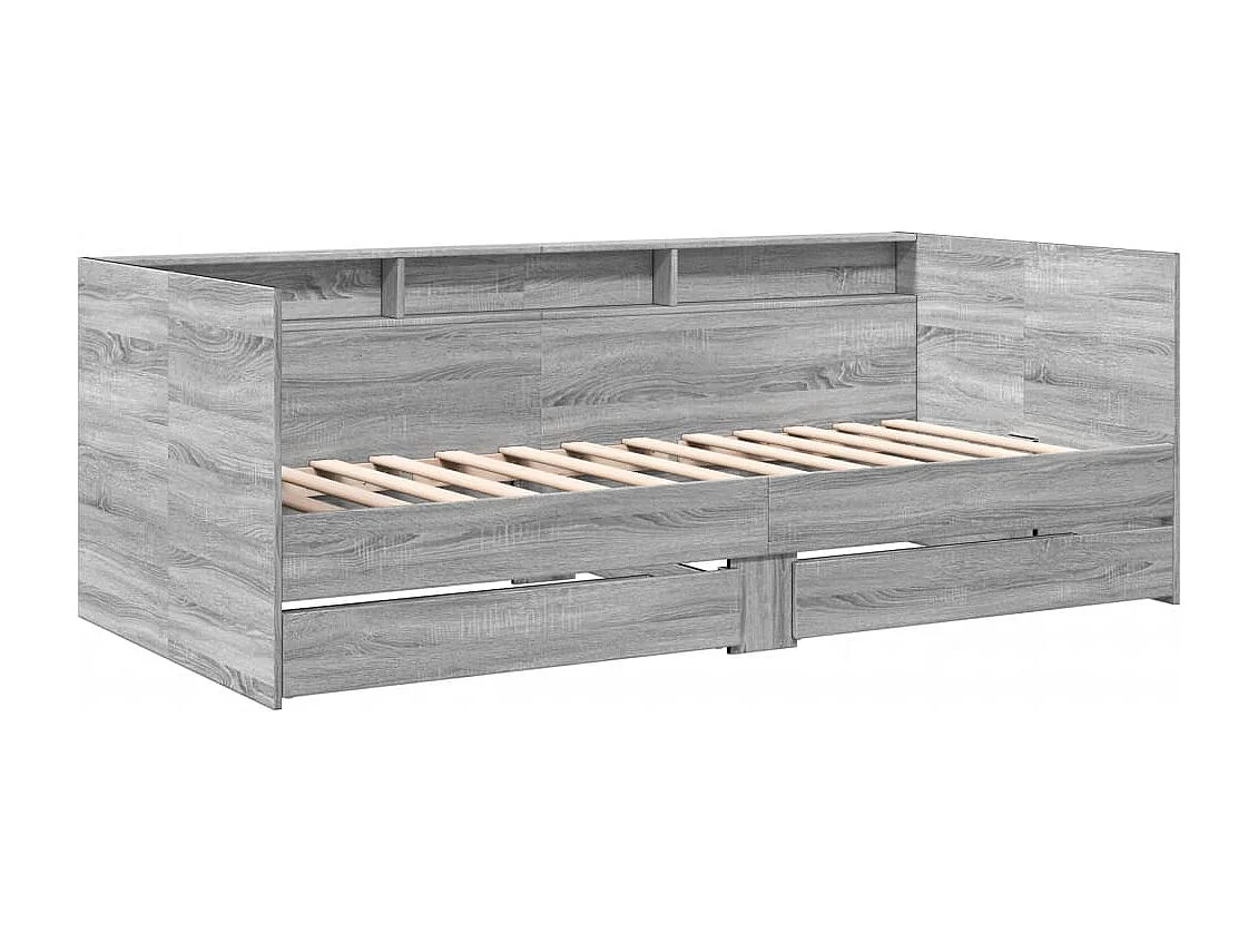 Lit de jour et tiroirs sonoma gris 100x200 bois d'ingénierie