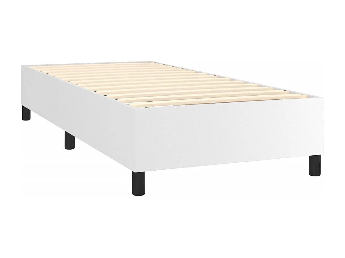 Sommier à lattes de lit avec matelas Blanc 90x200 Similicuir