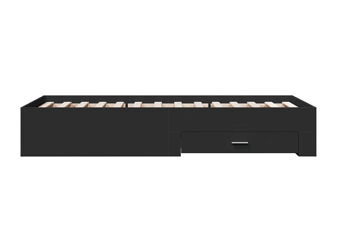 Cadre de lit avec tiroirs noir 75x190 bois d'ingénierie