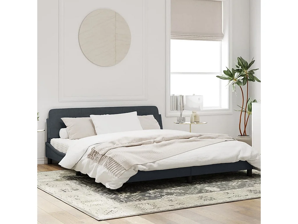 Cadre de lit avec tête de lit Gris foncé 180x200 Velours