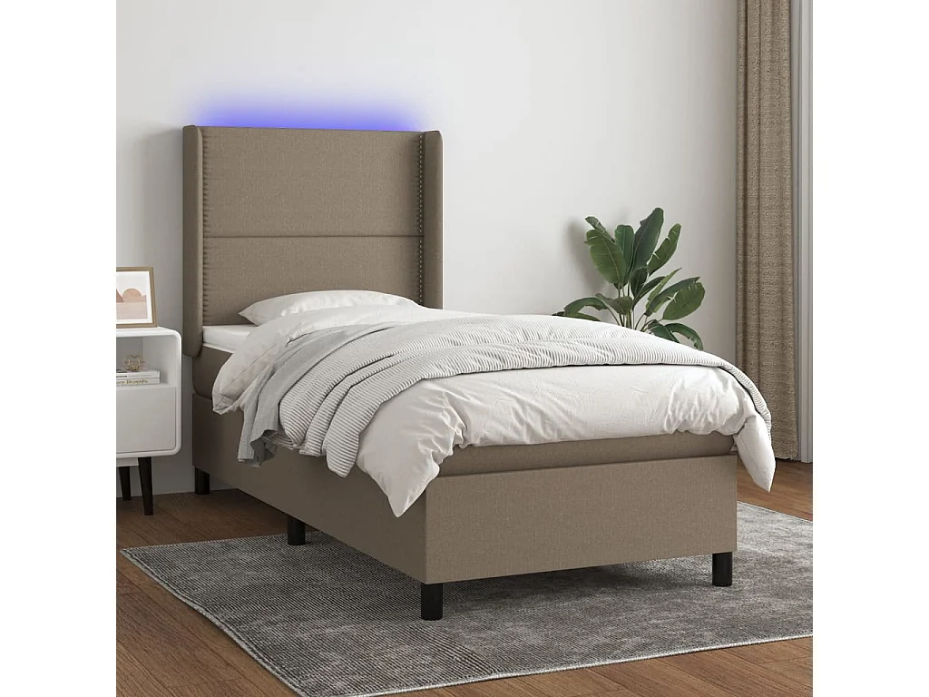 Sommier à lattes de lit matelas LED Taupe 100x200 Tissu