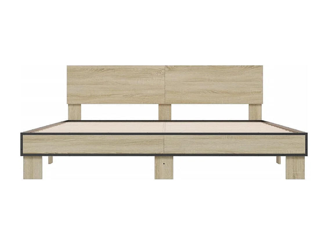 Cadre de lit chêne sonoma 180x200 bois d'ingénierie et métal