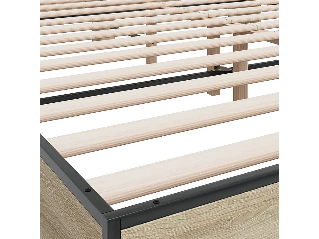 Cadre de lit chêne sonoma 180x200 bois d'ingénierie et métal