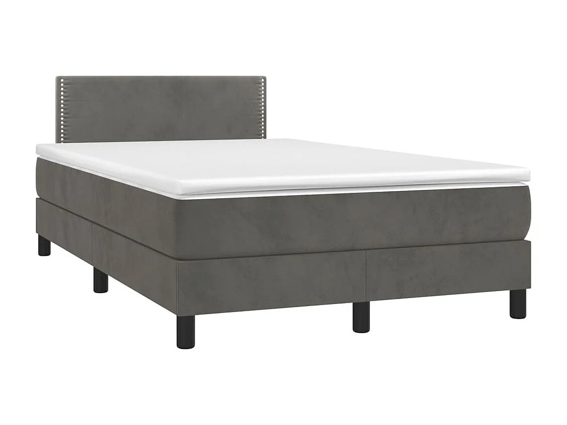 Sommier à lattes de lit et matelas gris foncé 120x190 velours