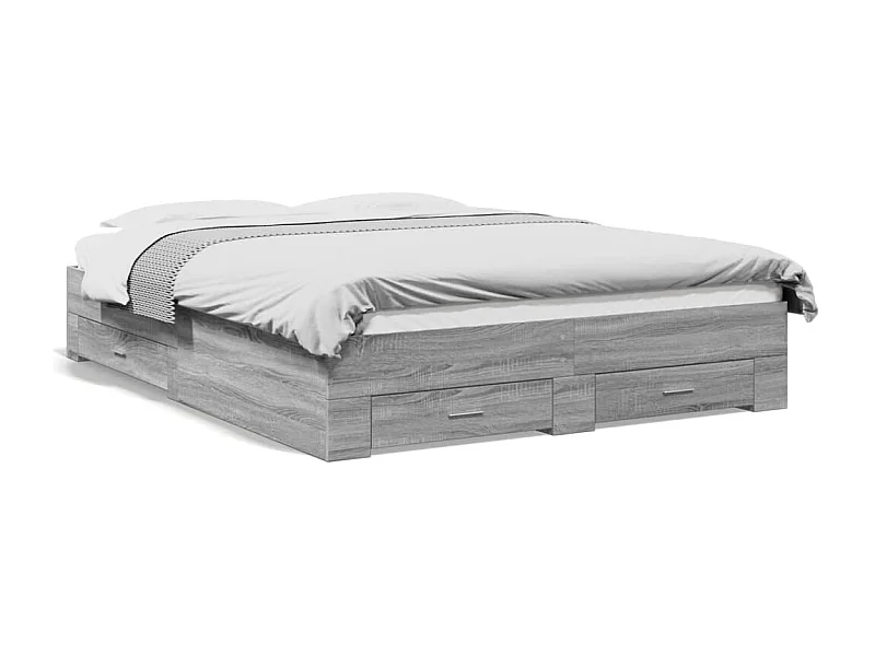 Cadre de lit à tiroirs sonoma gris 150x200 bois d'ingénierie