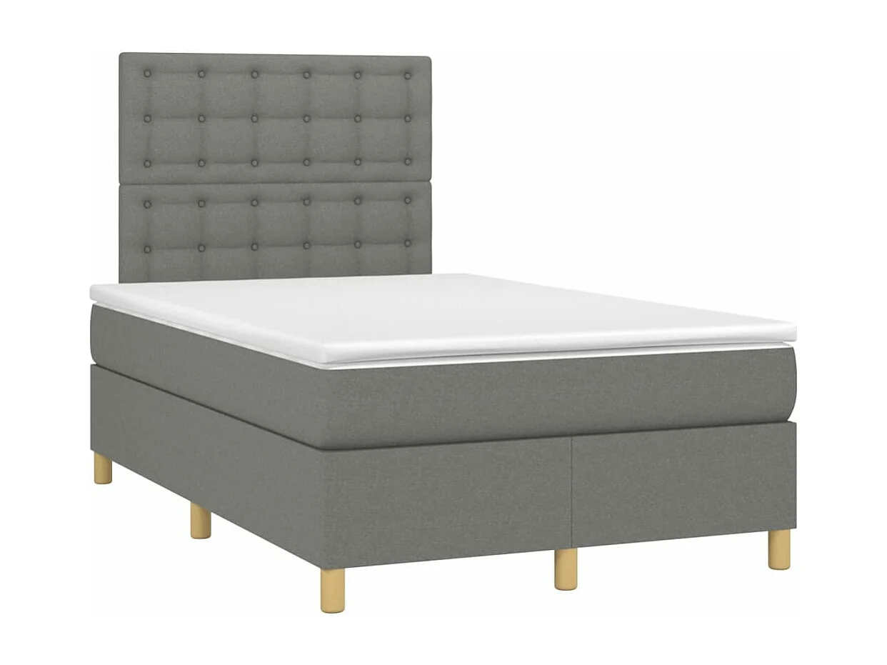 Sommier à lattes de lit matelas LED gris foncé 120x190 tissu