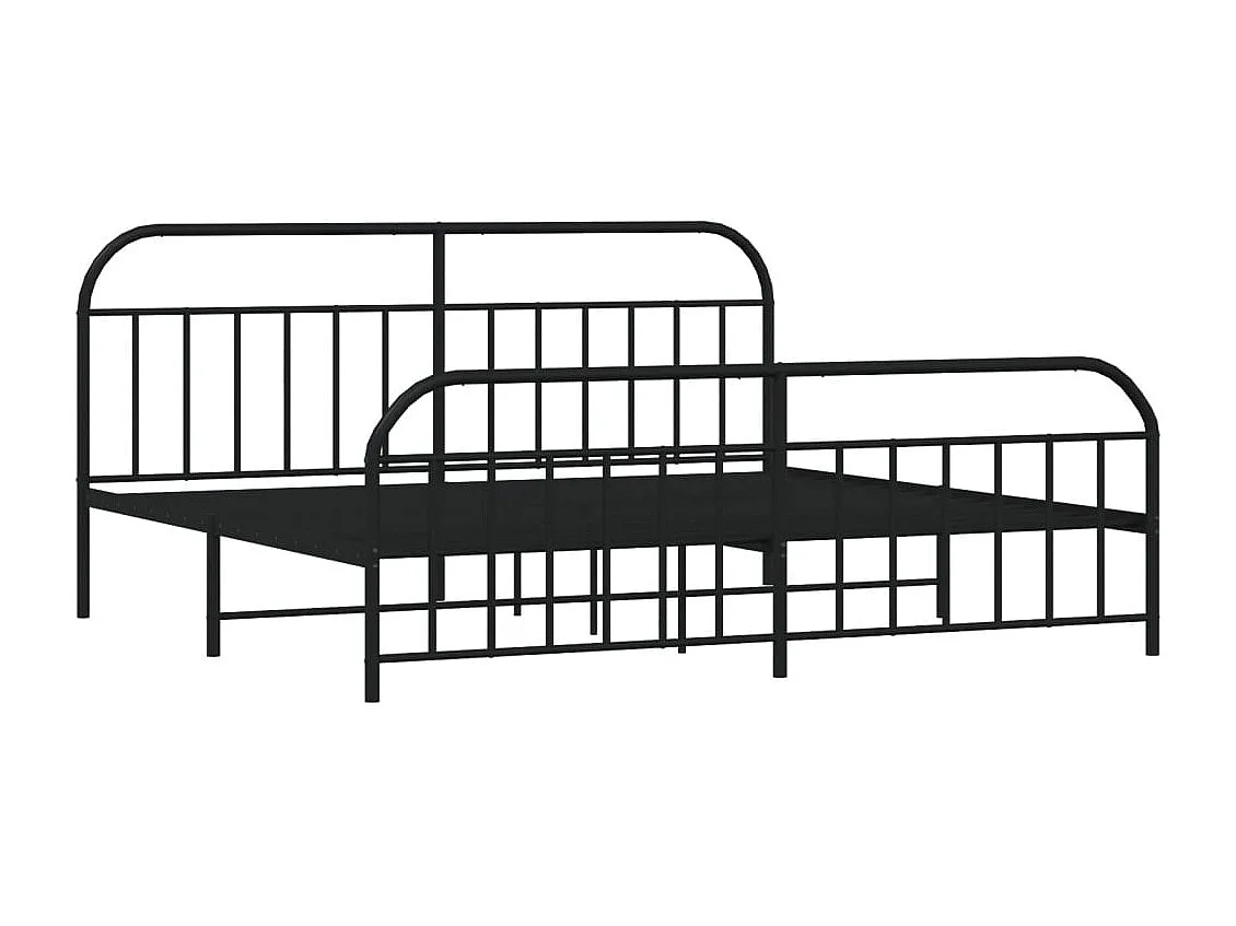 Cadre de lit métal avec tête de lit-pied de lit noir 200x200