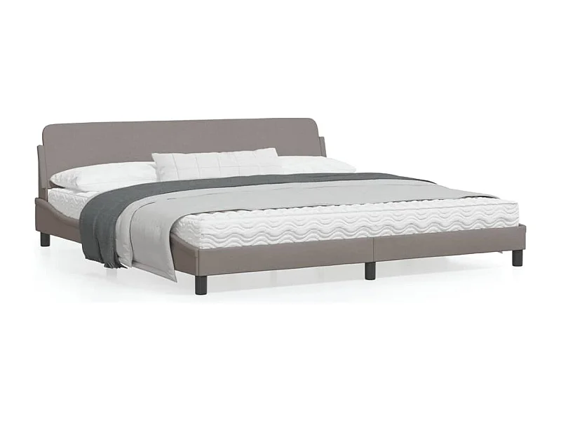 Cadre de lit avec tête de lit Taupe 200x200 Tissu