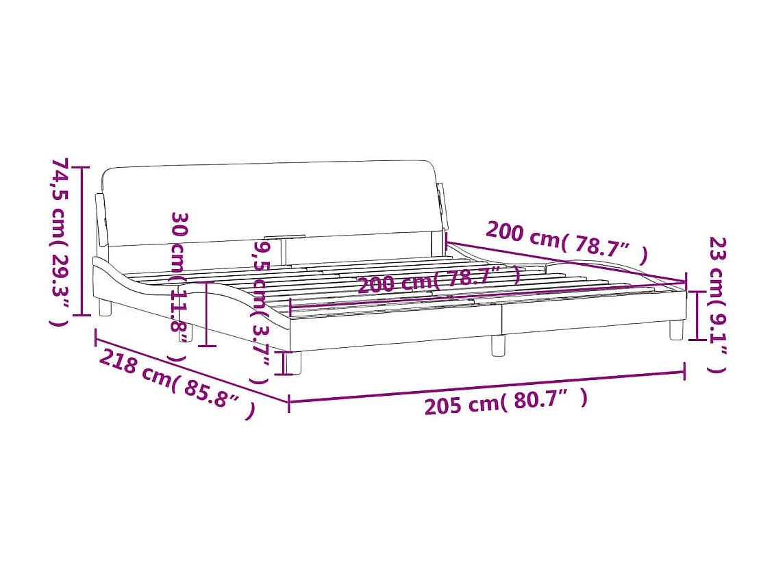Cadre de lit avec tête de lit Taupe 200x200 Tissu
