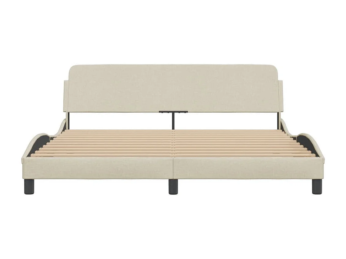 Cadre de lit avec tête de lit Crème 180x200 Tissu