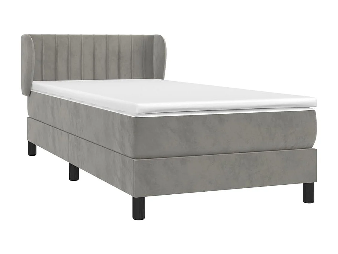 Sommier à lattes de lit et matelas Gris clair 80x200 Velours