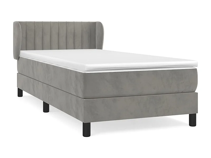 Sommier à lattes de lit et matelas Gris clair 80x200 Velours