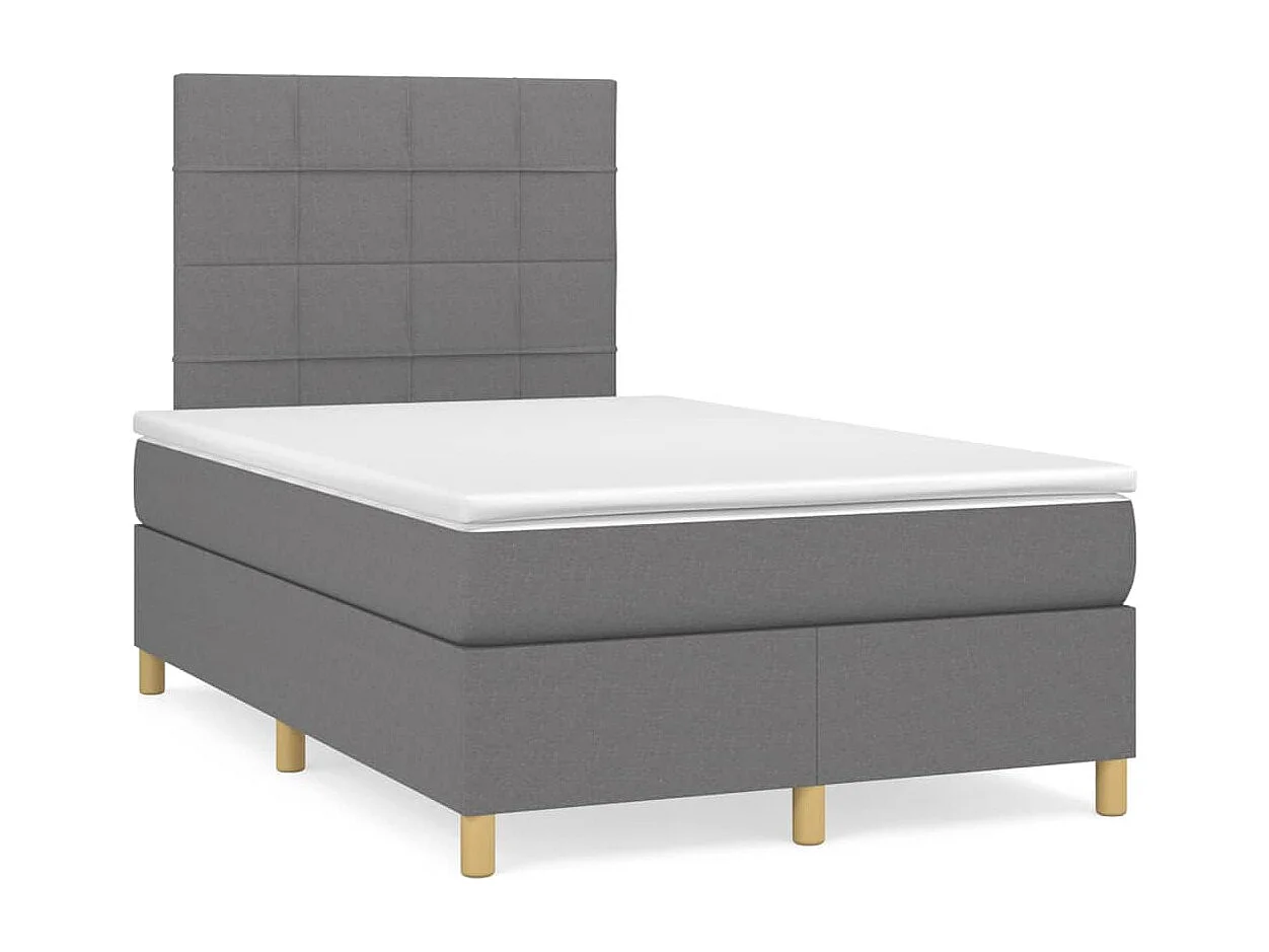 Sommier à lattes de lit matelas LED gris foncé 120x190 tissu