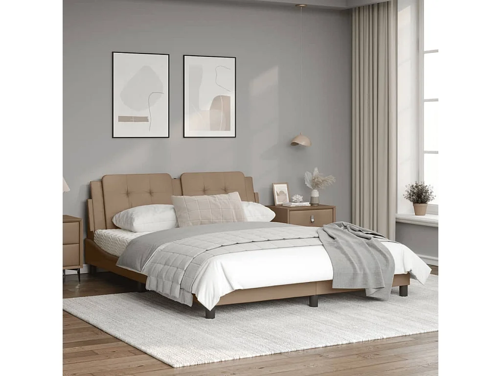 Cadre de lit avec lumières LED cappuccino 160x200 similicuir