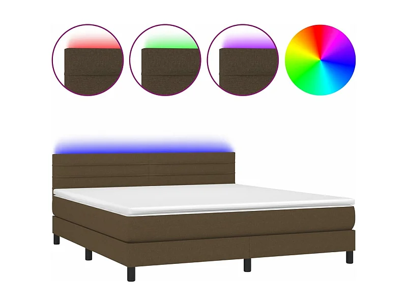 Sommier à lattes de lit matelas et LED Marron foncé 180x200