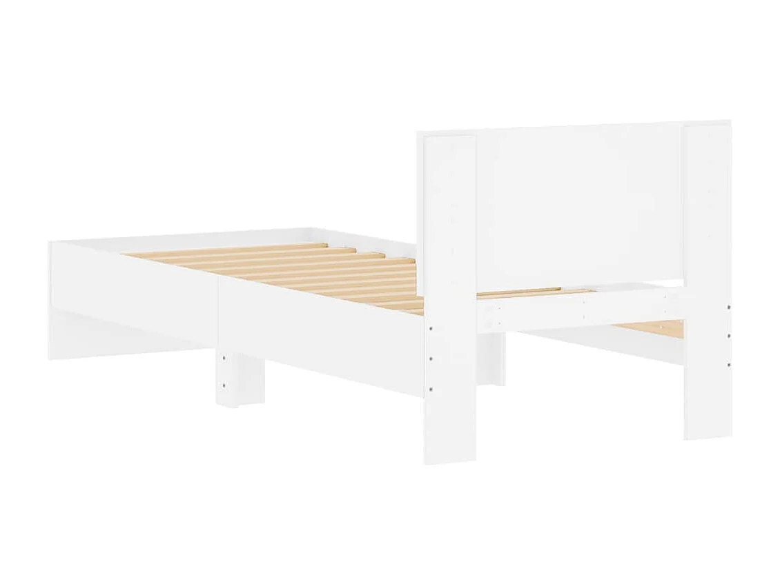 Cadre de lit avec tête de lit blanc 75x190 bois d'ingénierie