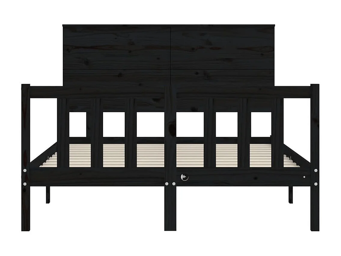 Cadre de lit avec tête de lit noir 140x190 bois massif