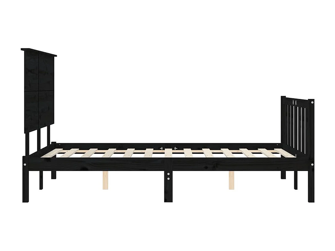 Cadre de lit avec tête de lit noir 140x190 bois massif