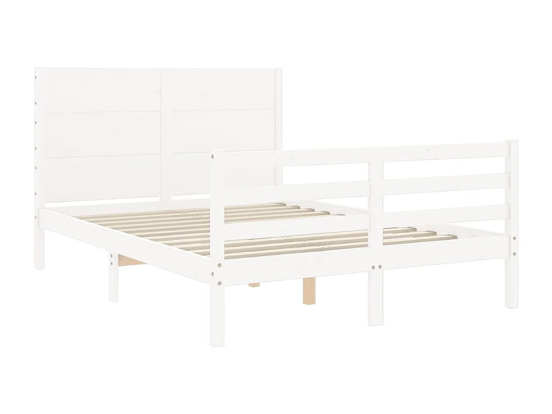 Cadre de lit avec tête de lit blanc 140x190 bois massif