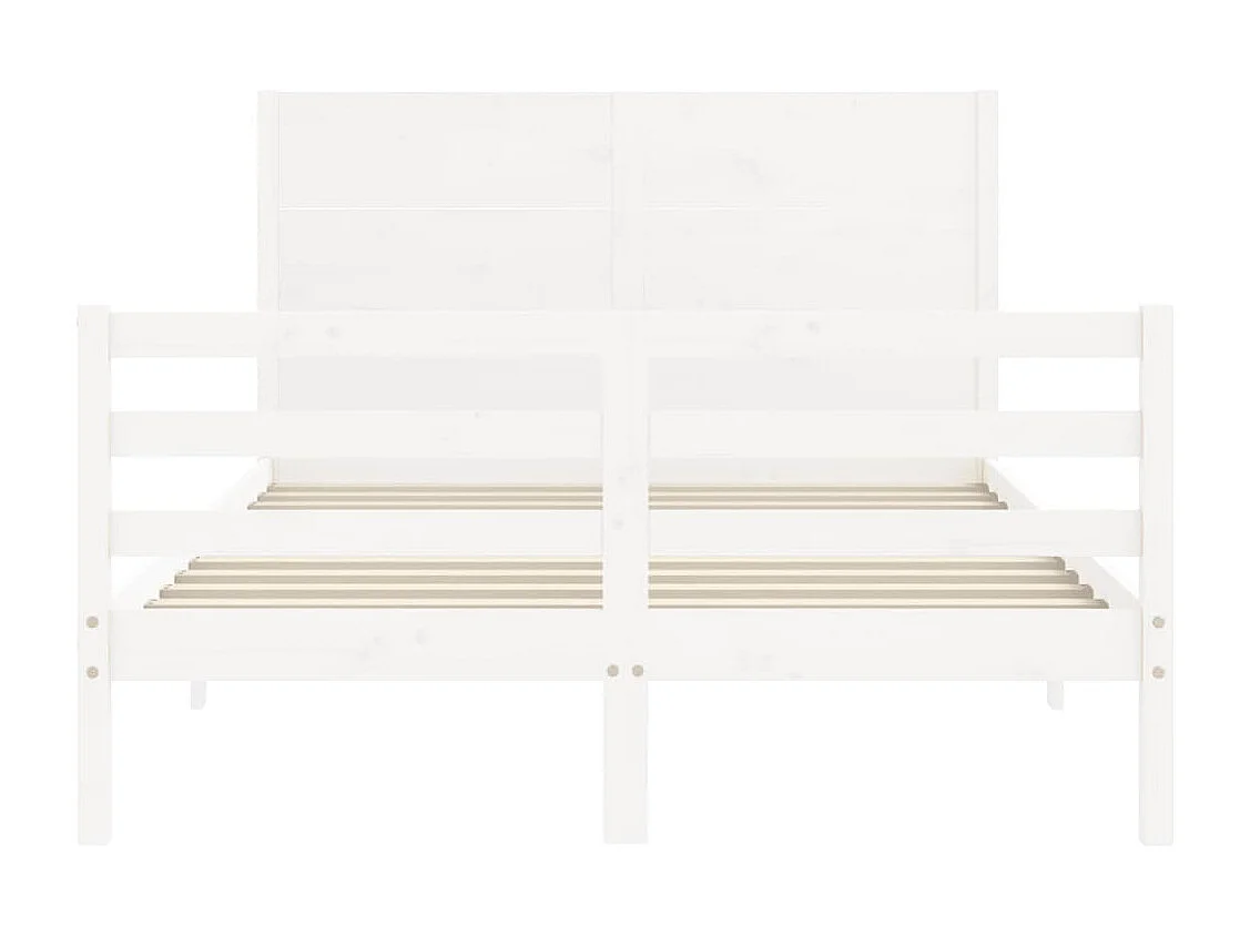 Cadre de lit avec tête de lit blanc 140x190 bois massif