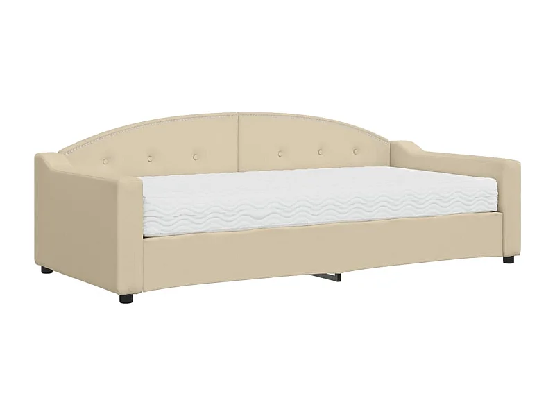Lit de jour avec matelas crème 90x200 tissu