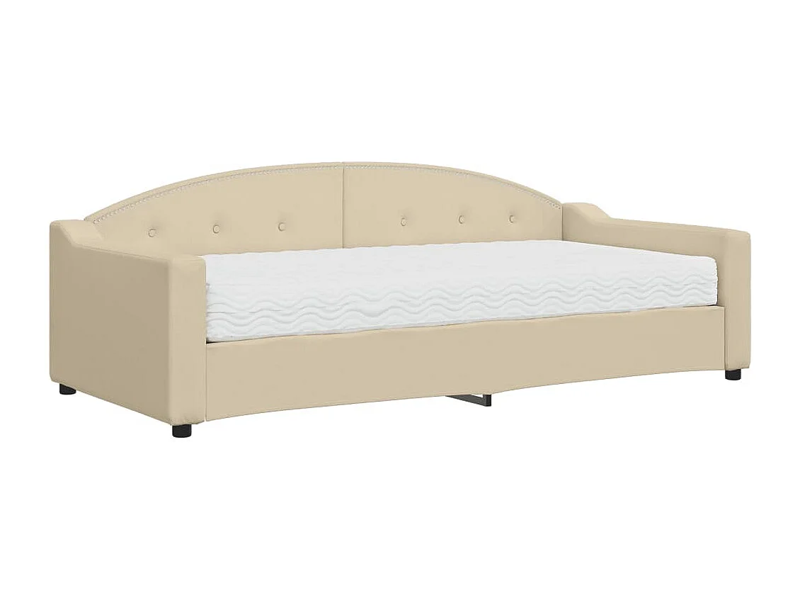 Lit de jour avec matelas crème 90x200 tissu