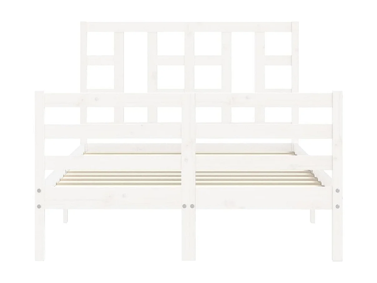 Cadre de lit avec tête de lit blanc petit double bois massif