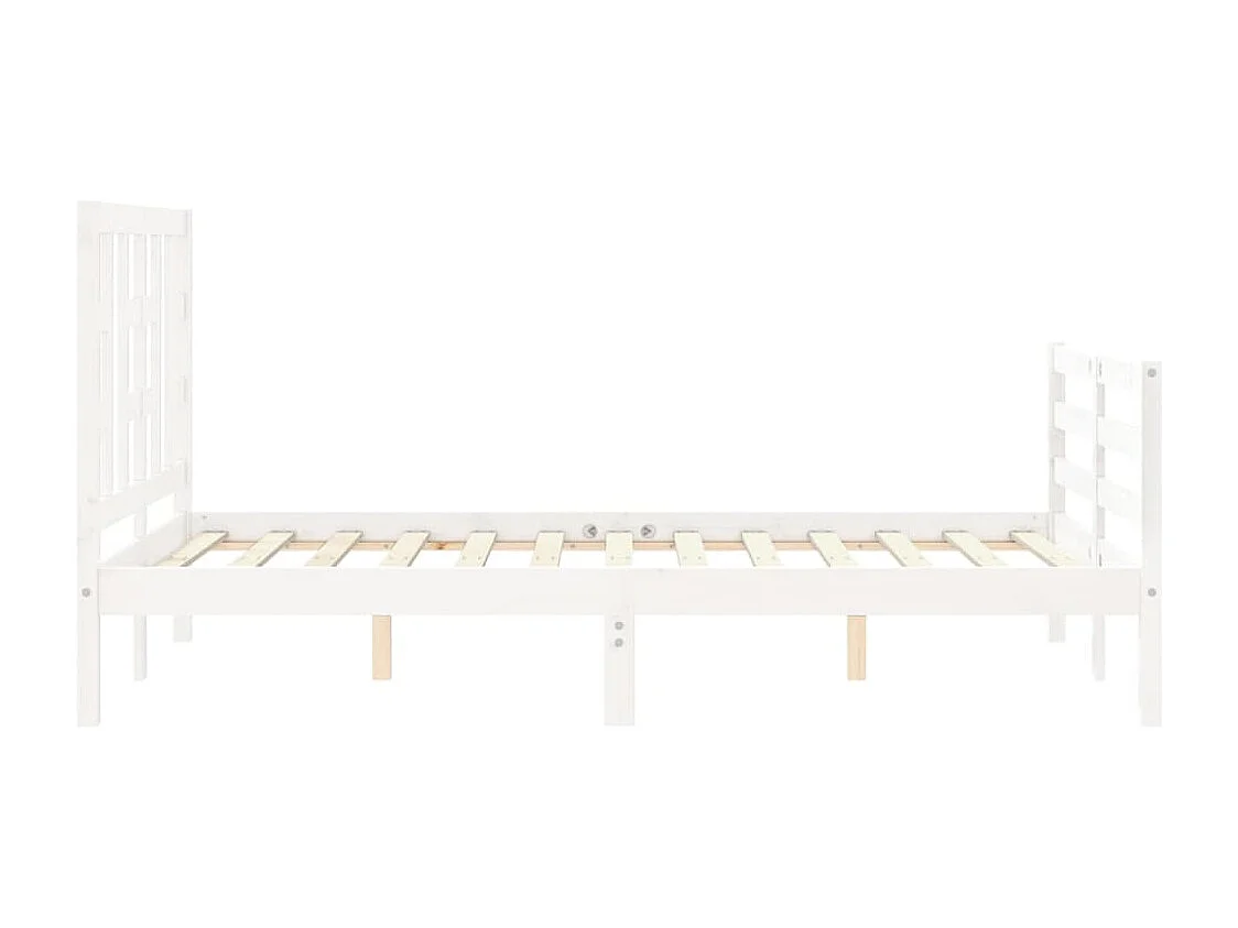 Cadre de lit avec tête de lit blanc petit double bois massif