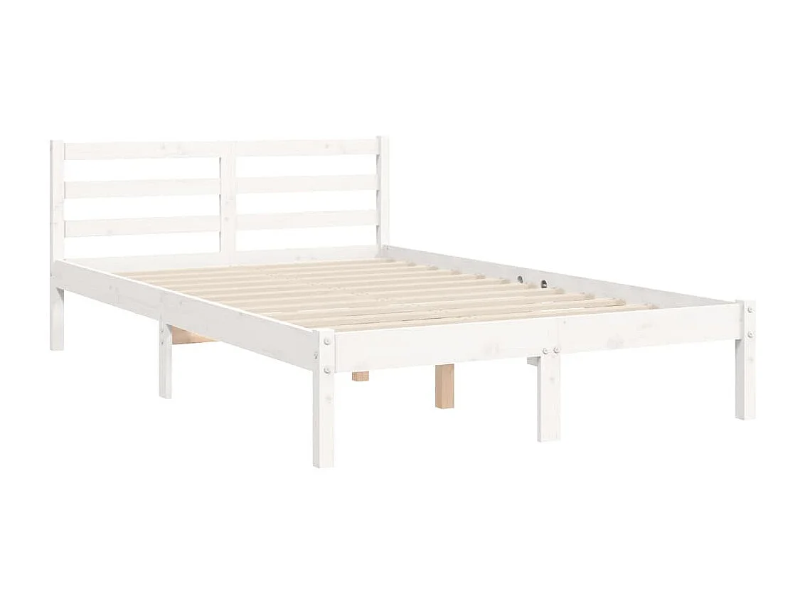 Cadre de lit avec tête de lit blanc petit double bois massif