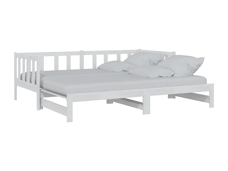 Lit coulissant Blanc 2x(90x200) cm Bois de pin massif