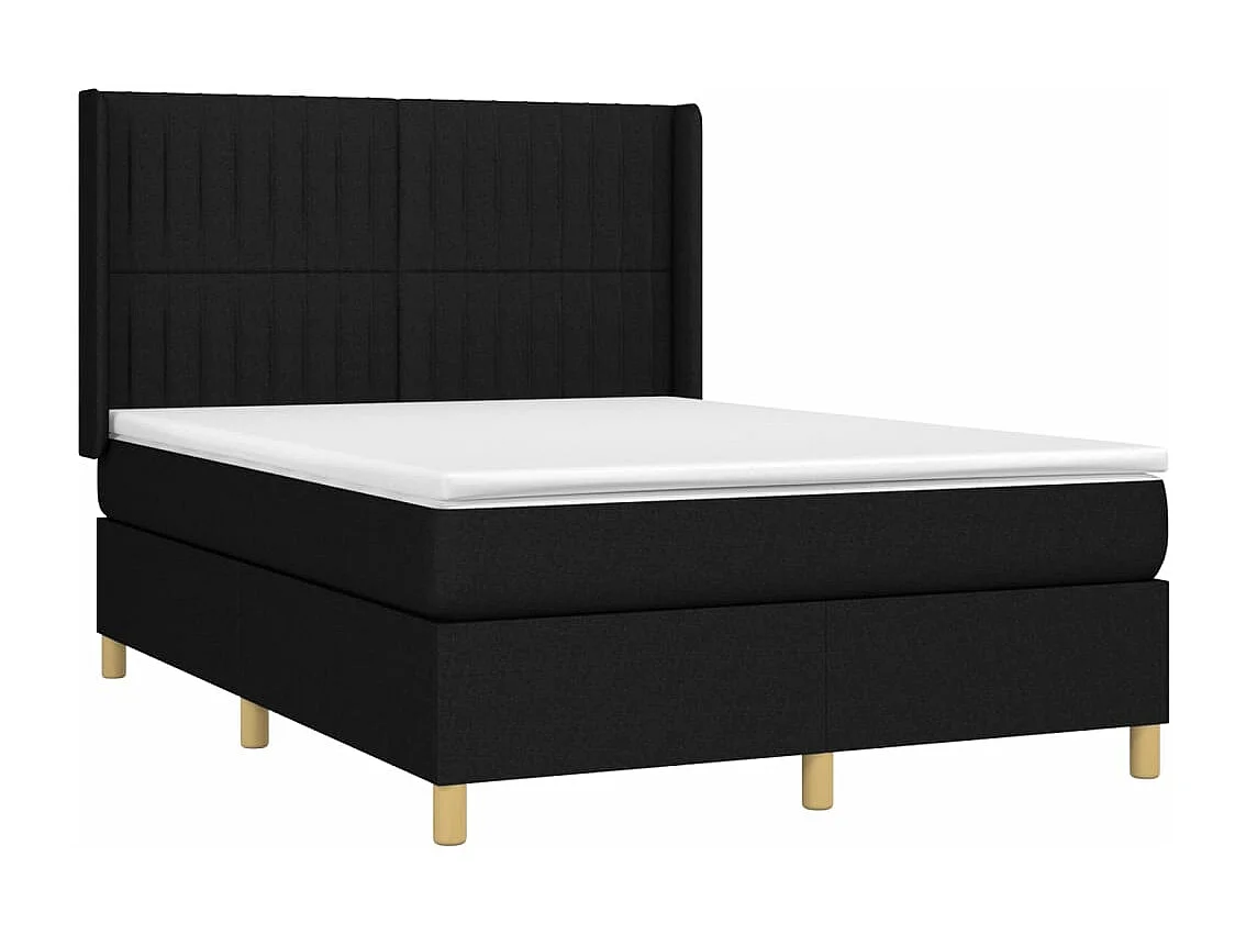 Lit à sommier tapissier avec matelas et LED Noir 140x200 Tissu 2