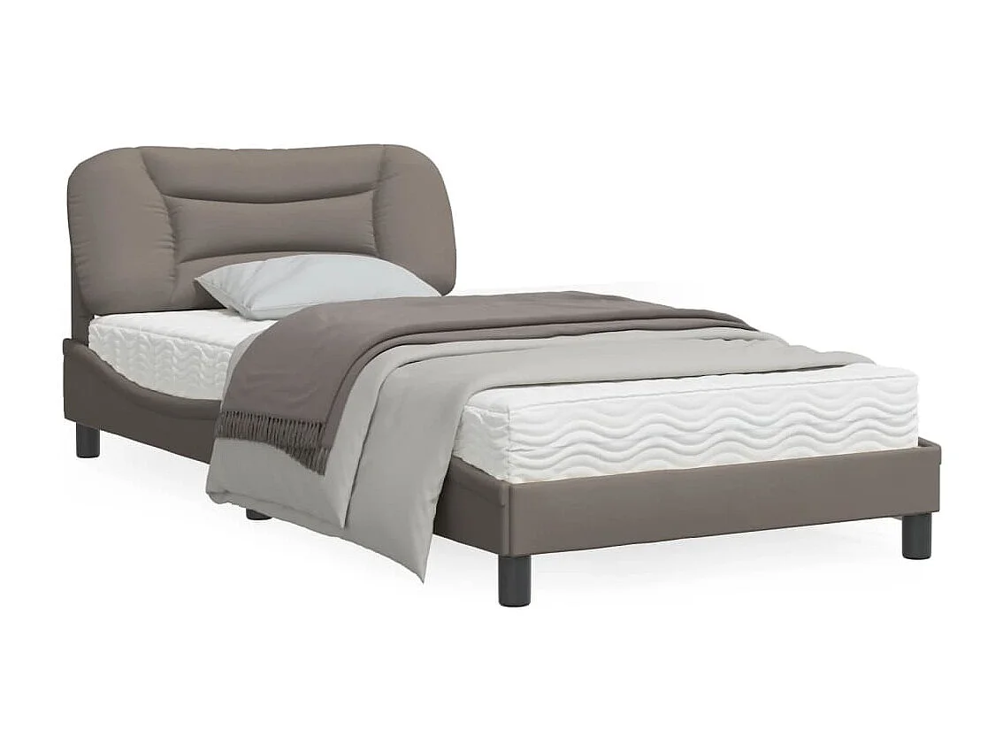 Cadre de lit avec tête de lit Taupe 100x200 Tissu