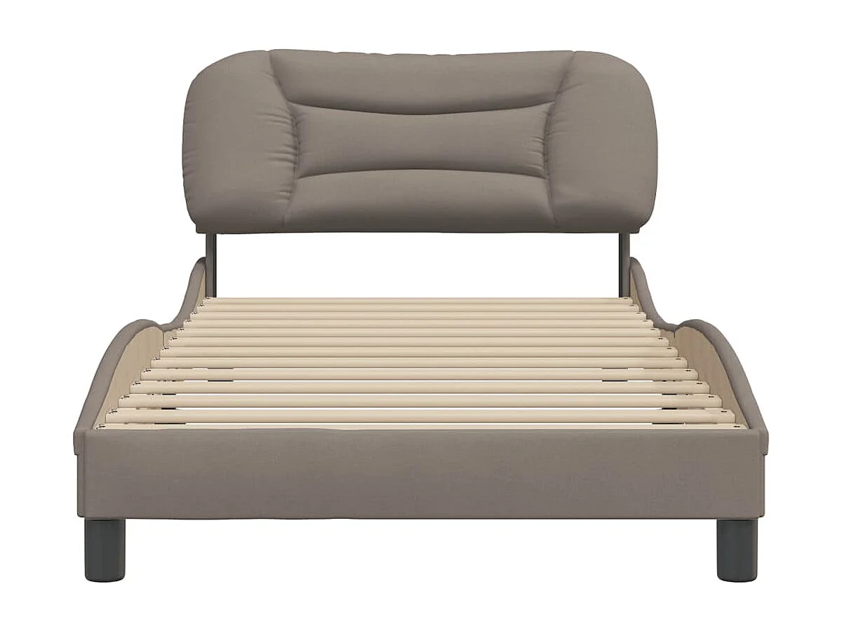 Cadre de lit avec tête de lit Taupe 100x200 Tissu