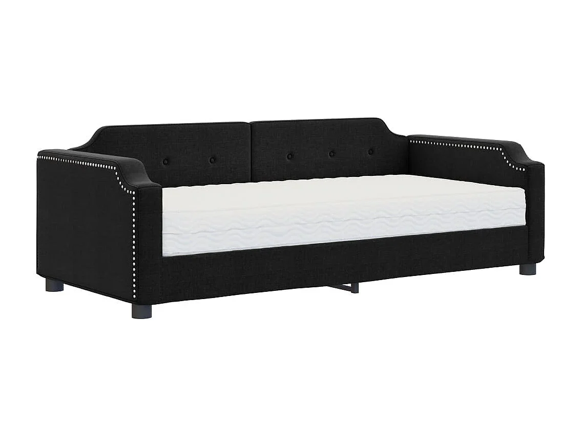 Lit de jour avec matelas noir 100x200 tissu