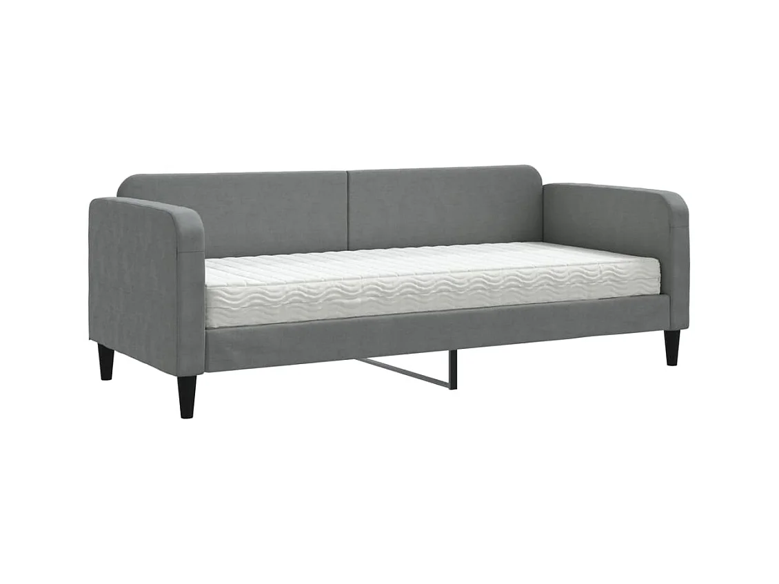 Lit de jour avec matelas gris foncé 80x200 tissu