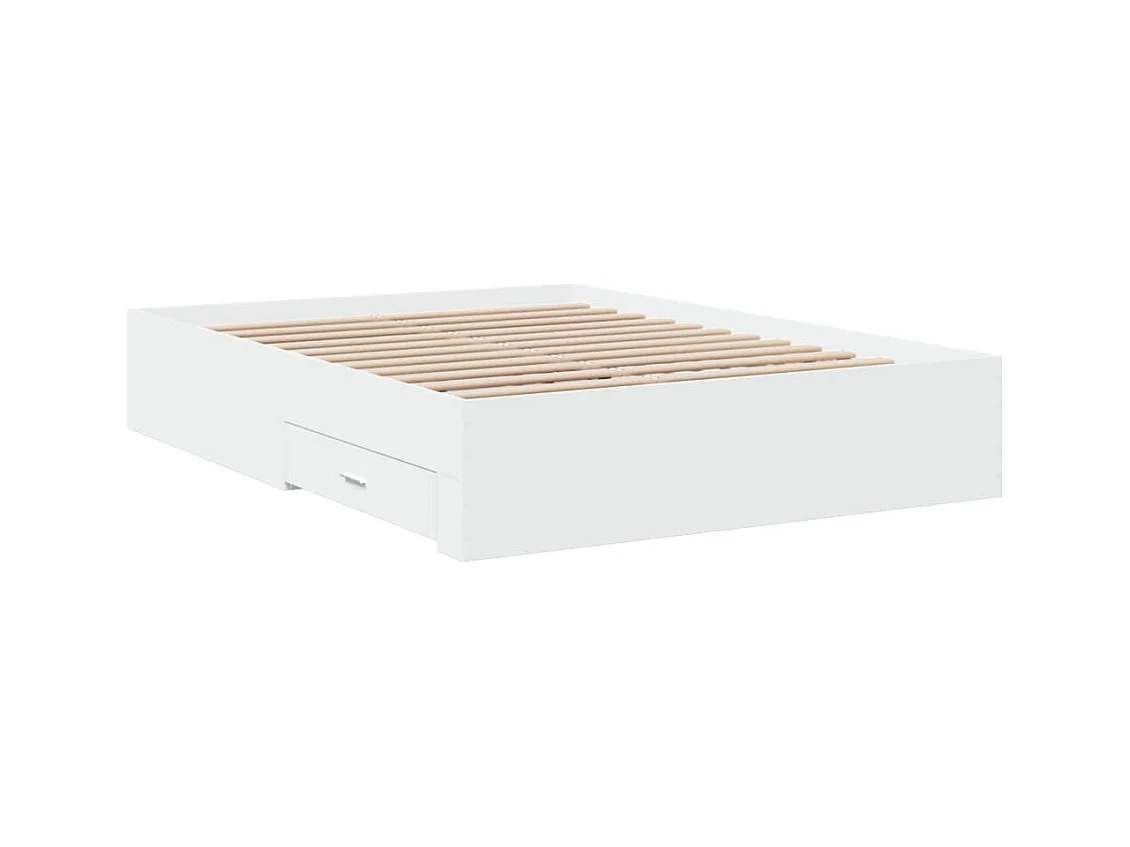 Cadre de lit à tiroirs blanc 120x190 bois d'ingénierie