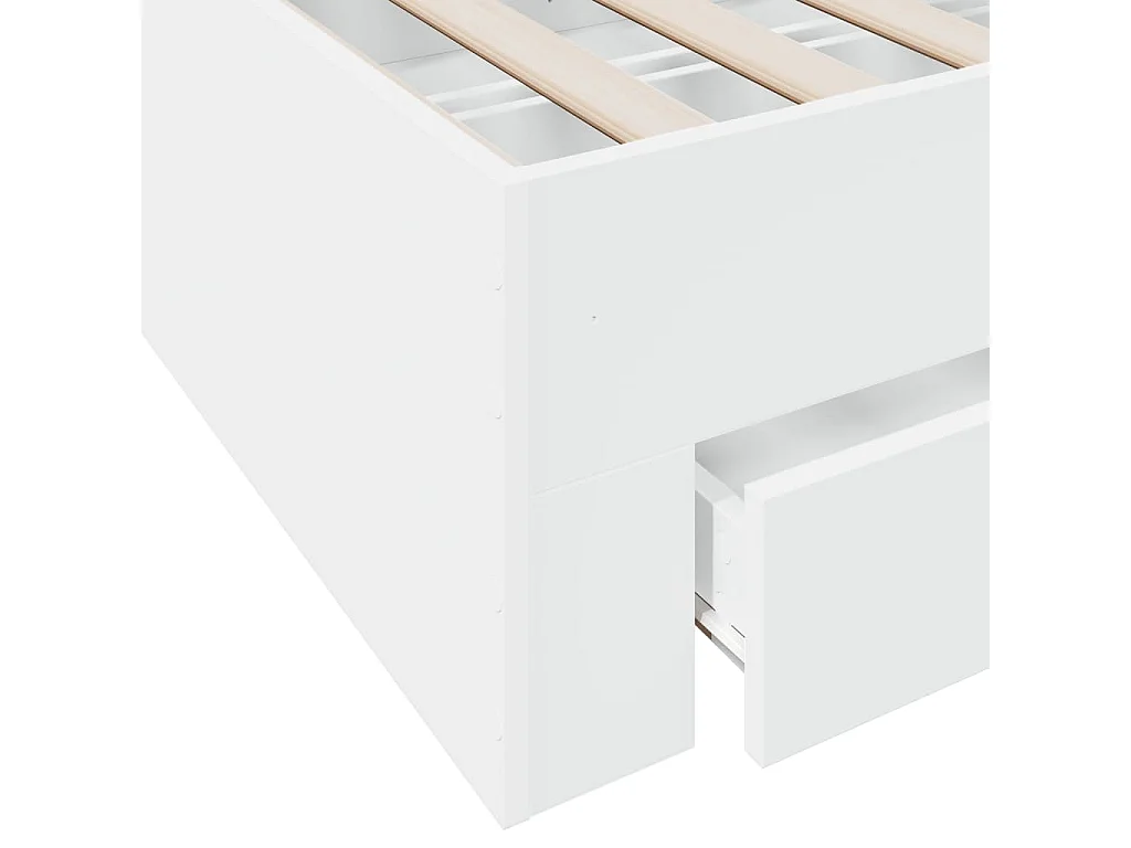 Cadre de lit à tiroirs blanc 120x190 bois d'ingénierie