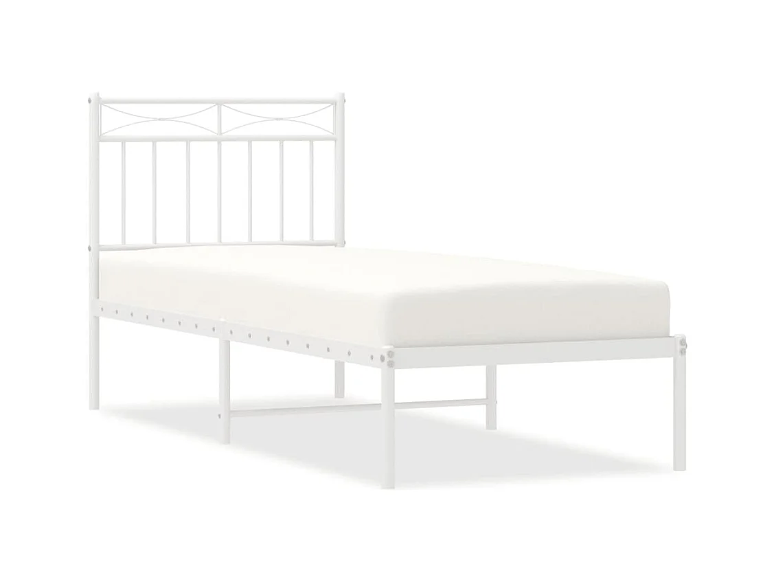 Cadre de lit métal avec tête de lit blanc 75x190