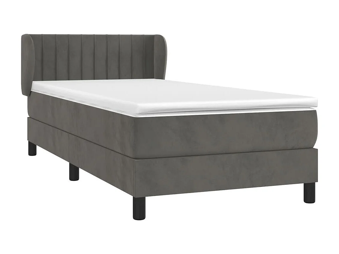 Lit à sommier tapissier et matelas Gris foncé 90x190 Velours