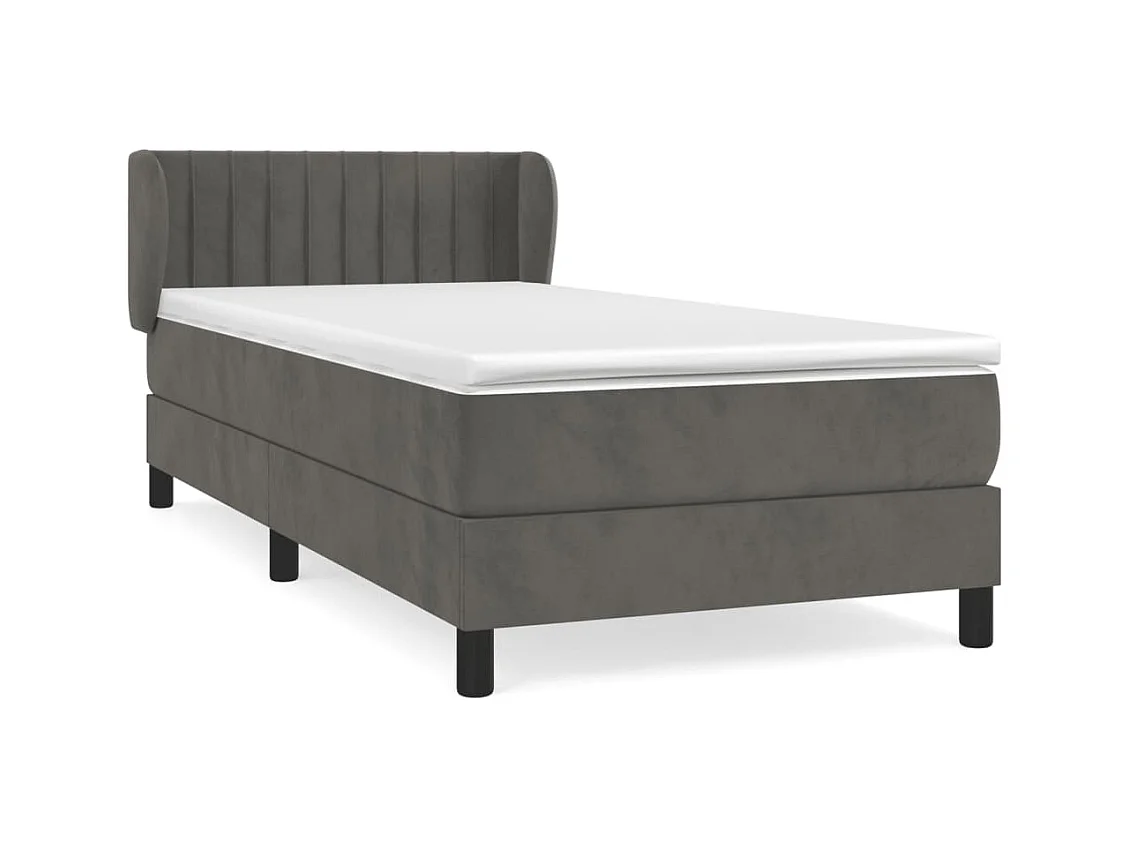 Lit à sommier tapissier et matelas Gris foncé 90x190 Velours