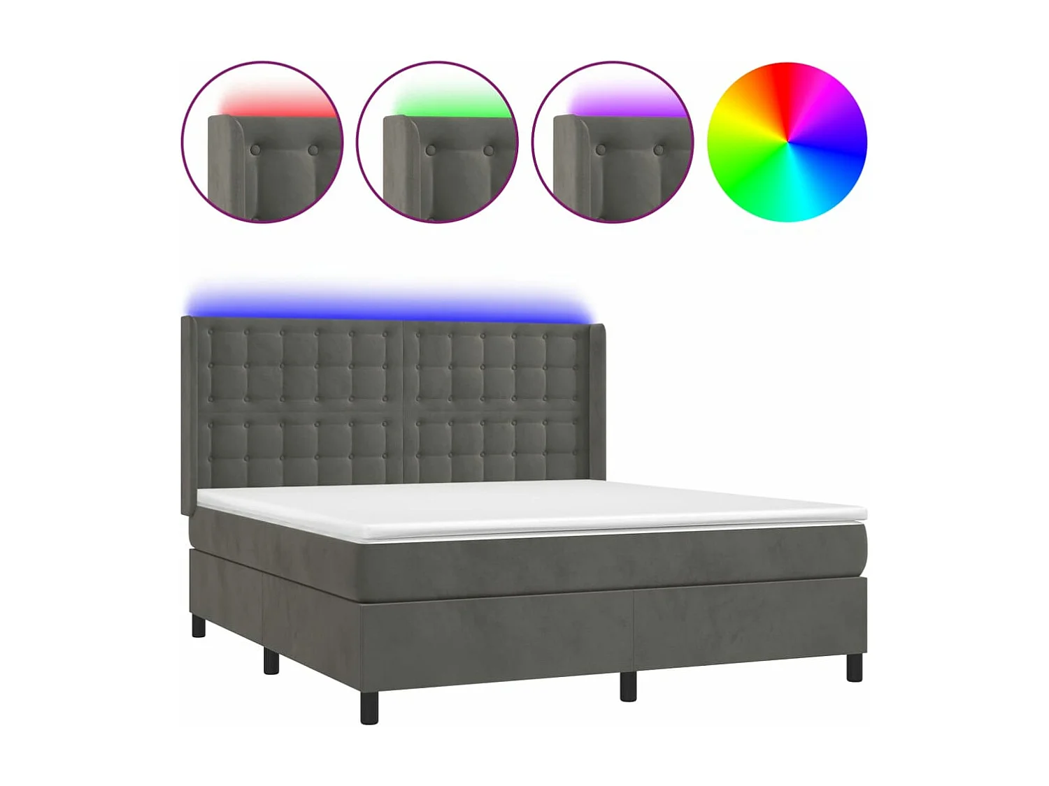 Boxspring met matras en LED fluweel donkergrijs 180x200 cm