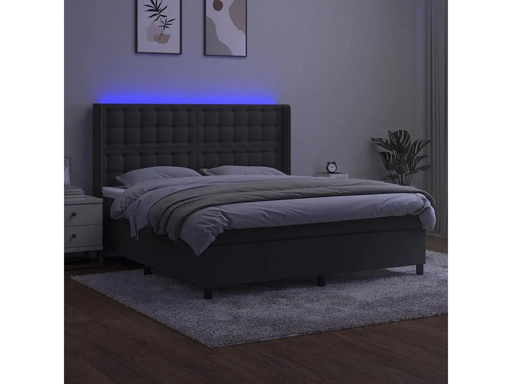 Boxspring met matras en LED fluweel donkergrijs 180x200 cm