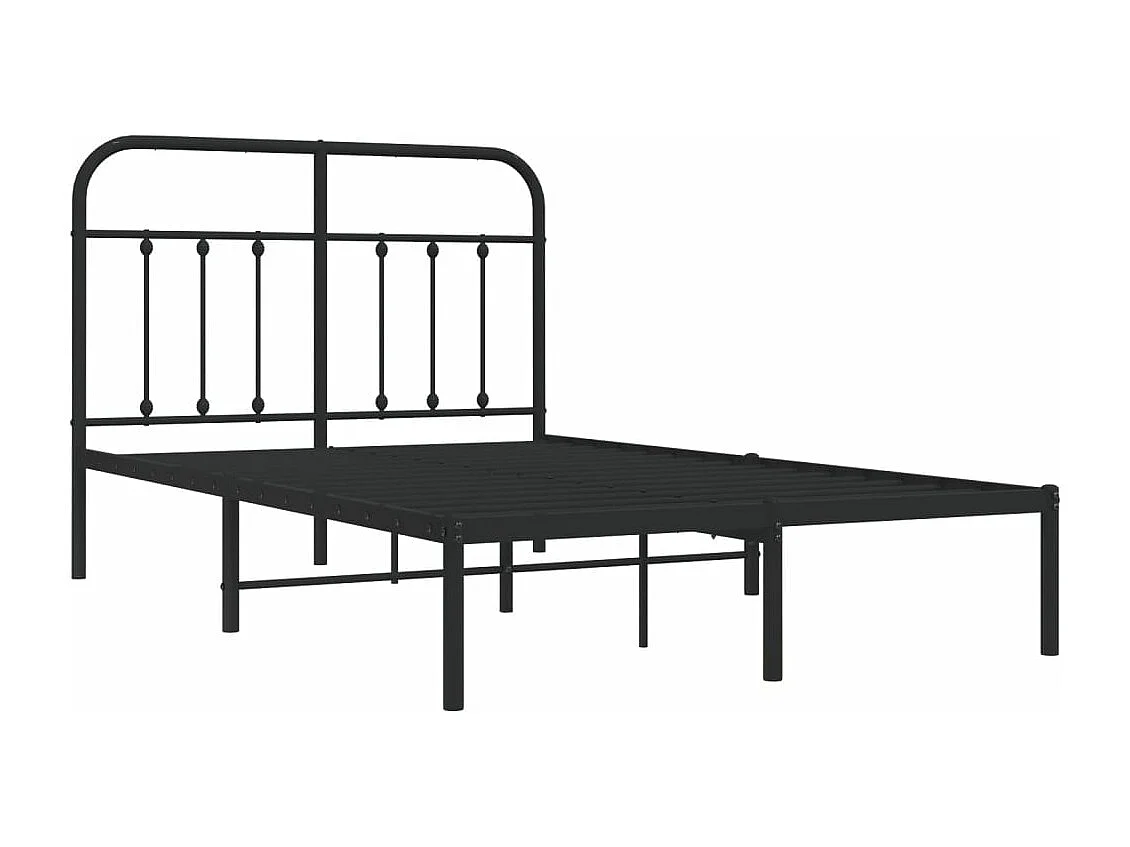 Cadre de lit métal avec tête de lit noir 120x190