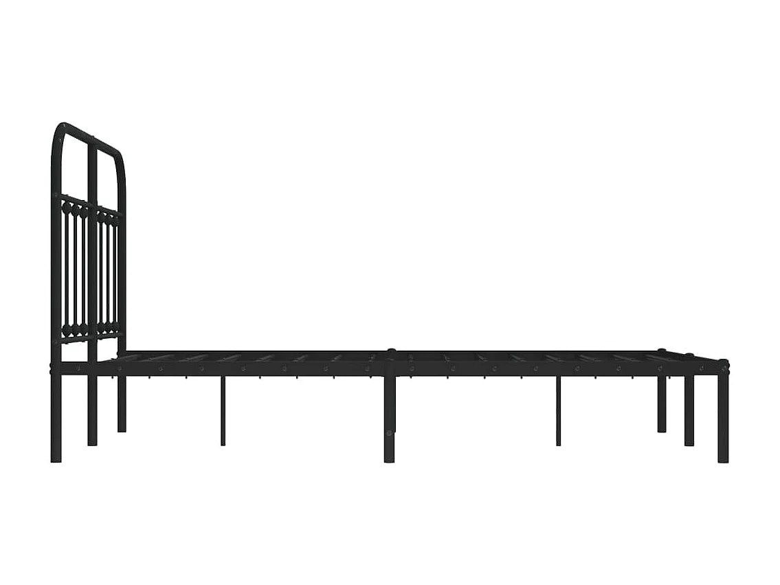 Cadre de lit métal avec tête de lit noir 120x190