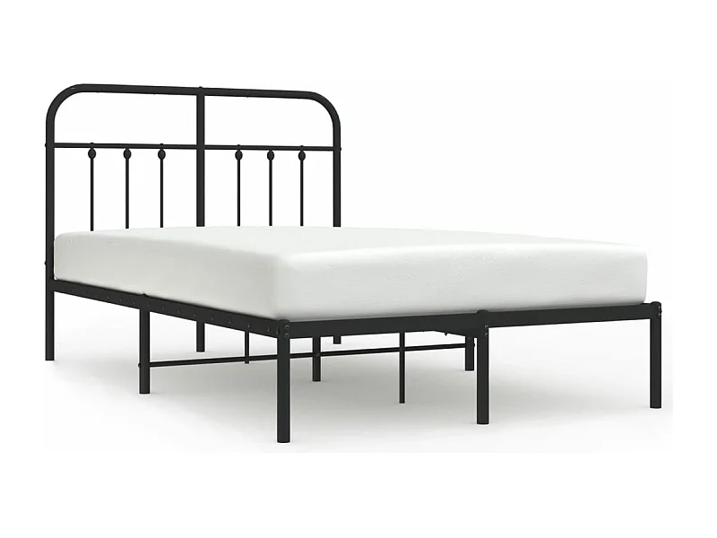 Cadre de lit métal avec tête de lit noir 120x190