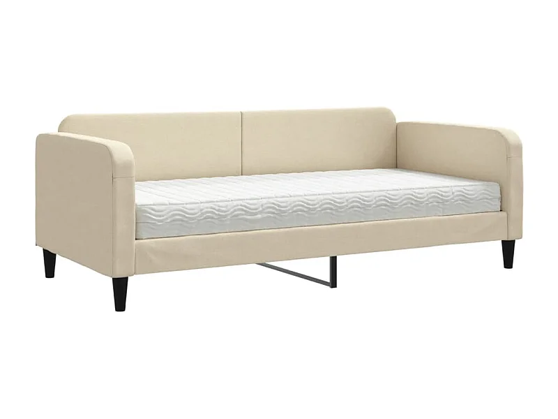 Lit de jour avec matelas crème 90x200 tissu