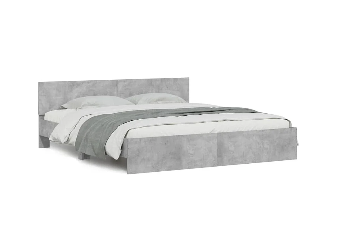 Cadre de lit avec tête de lit gris béton 200x200