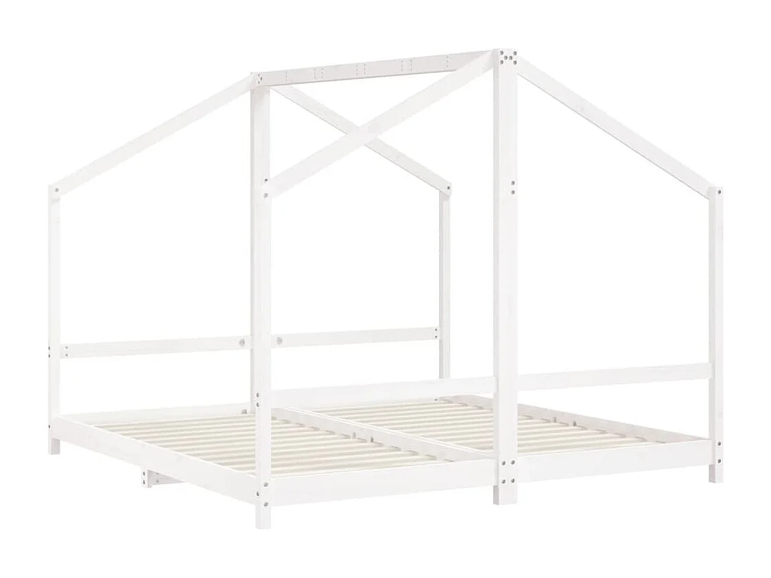 Cadre de lit d'enfant blanc 2x(90x190) cm bois de pin massif