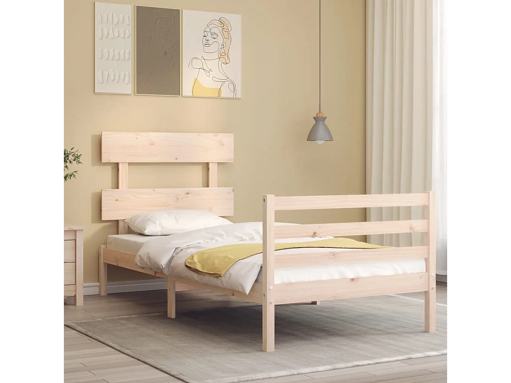 Cadre de lit avec tête de lit simple bois massif